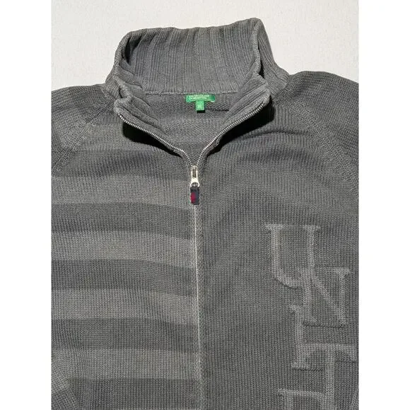 Vintage United Colors of Benetton Full Zip Knit‎ Sweater Jacket Gray XL Italy - Picture 2 of 13